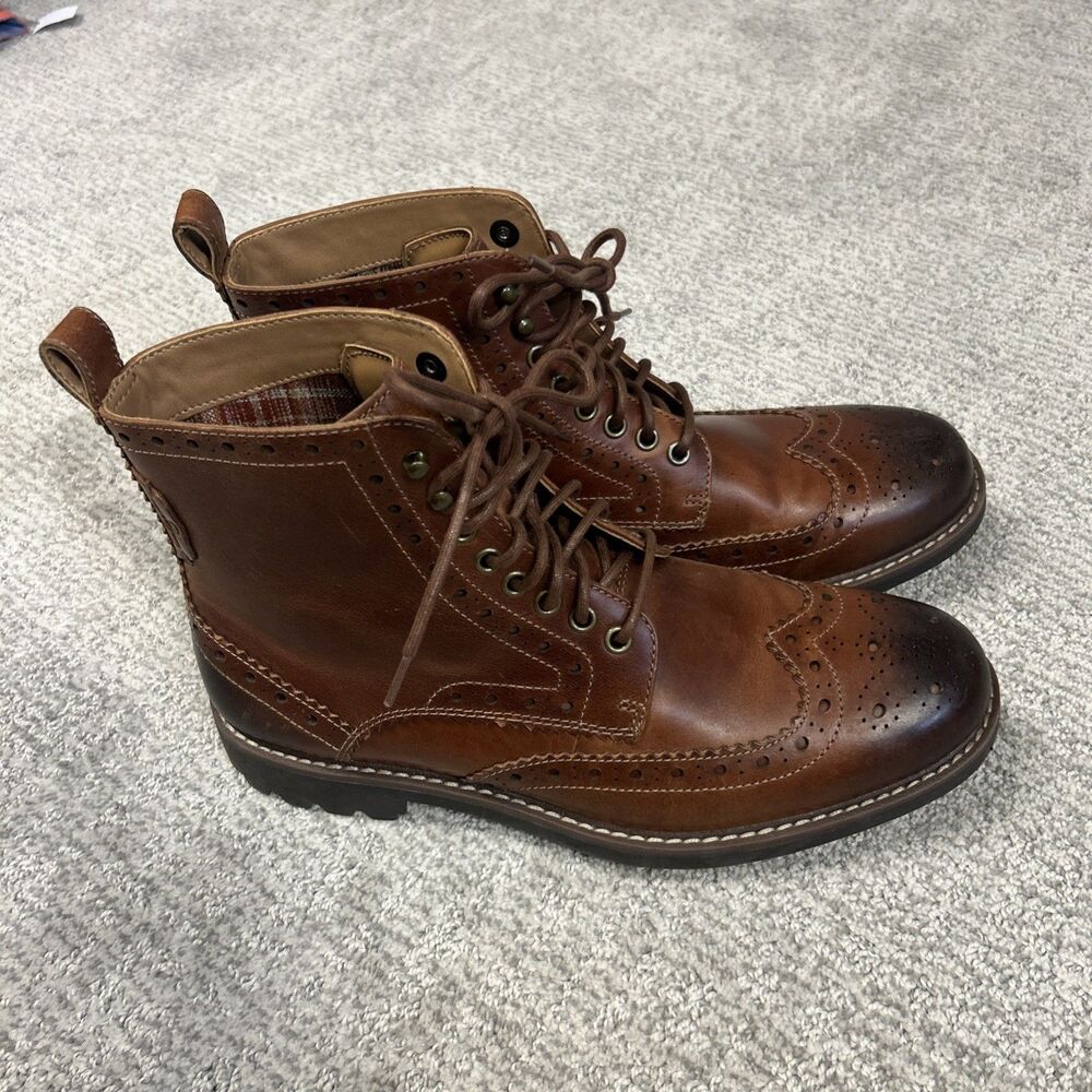 Clarks Montacute Lord Brogue Style Chukka Boots Mens 9.5 Leather Brown Wingtip - Picture 3 of 12